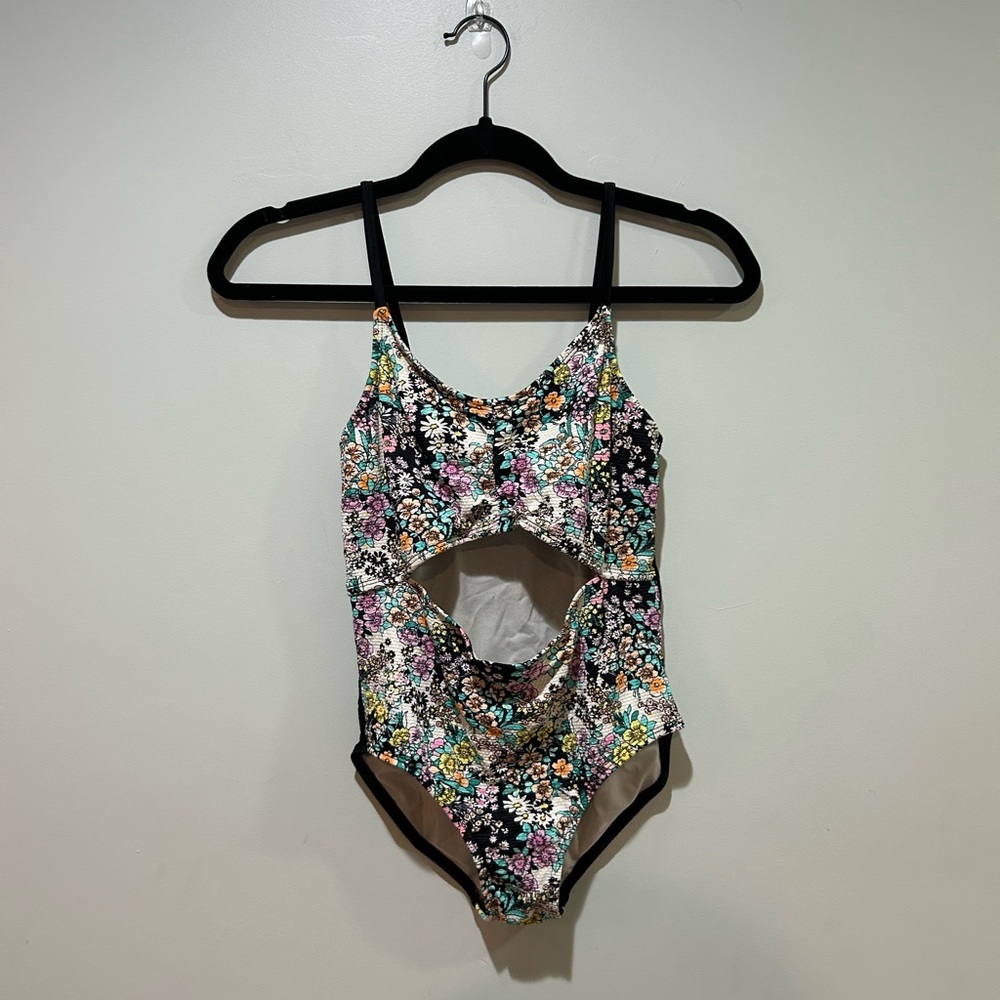 art class Floral Kids Swim One Piece - Black and Multicolor